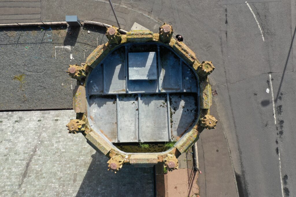 Aerial inspection of church