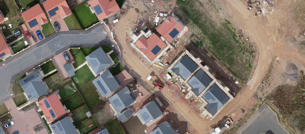Housebuilding construction drone image