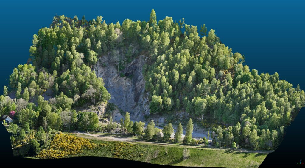 Colourised raw LiDAR data aligned to OS